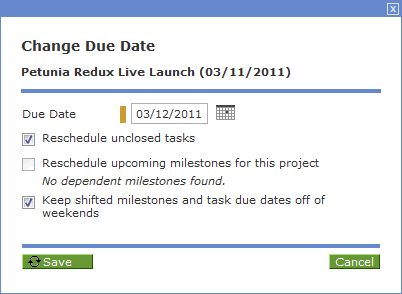 Exclude weekends when rescheduling milestones Exclude weekends when rescheduling milestones