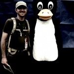 John meets Tux on the expo floor John meets Tux on the expo floor