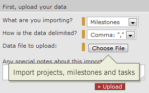 Import projects, milestones and tasks