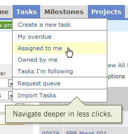 Global navigation modified to include sub-items in one-click drop-down menus