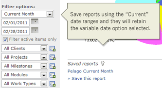 Save reports using current date range