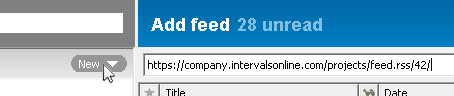 Open up FeedReader and click the "New" button to add a new feed
