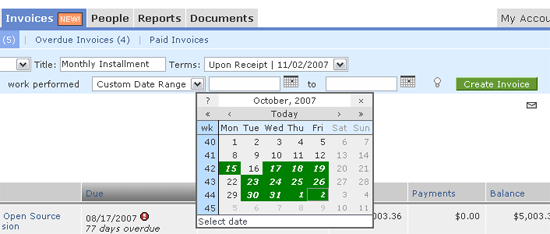 Invoicing in Intervals - actual work peformed