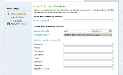 Intervals Account Creation